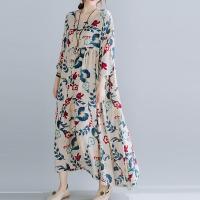 Oversized Ladies Dresses for Women Cotton Floral Summer Beach Dress Woman  Oversize Long Dress Robe Femme