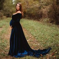 【DT】hot！ Maternity Shoot Pleuche Elegence Pregnancy Dresses Photography Gown Photo Prop 2019