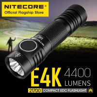 NITECORE หลอดตรง4400ลูเมนไฟฉาย LED สว่างพิเศษของแท้ E4K EDC แบบพกพาพร้อมแบตเตอร์ชาร์จใหม่ได้ Mah 21700 5000