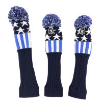 Gazechimp 3ชิ้นกอล์ฟ Pom Pom Pom Knit Headcover ไม้แฟร์เวย์ Driver ปลอกหุ้มหัวไม้กอล์ฟไฮบริด