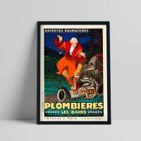 【cw】 French Advertising Poster Plombieres Arthritis And Rheumatism Cure Canvas Painting Old Man Wall Picture ！