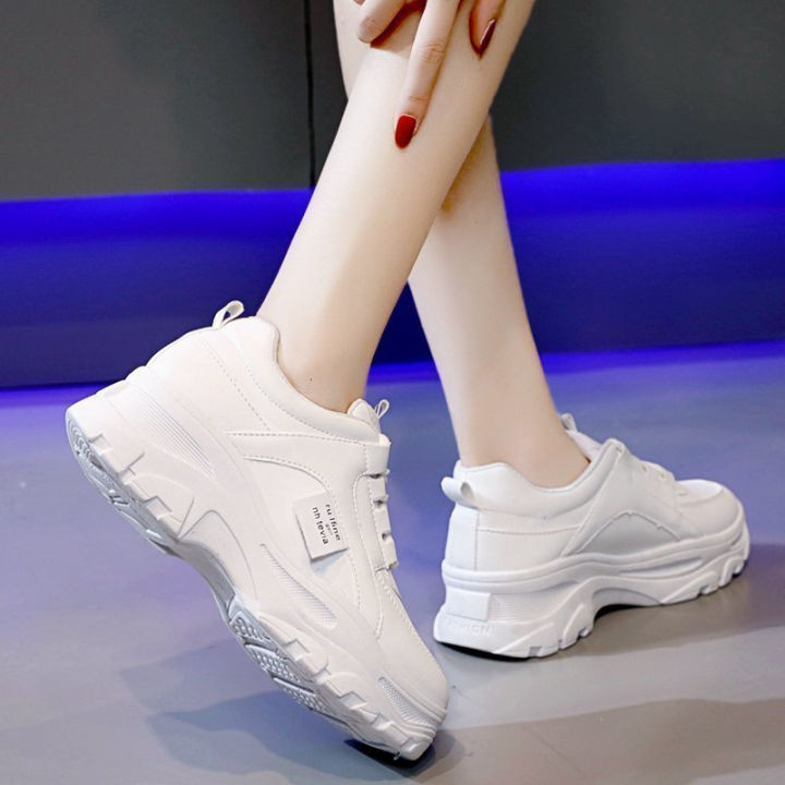 รองเท้าผ้าใบสตรี-รองเท้าผ้าใบแฟชั่น-เพิ่มความสูง-รองเท้าผ้าใบลำลอง-รองเท้าผู้หญิง-รองเท้าผ้าใบสีขาว