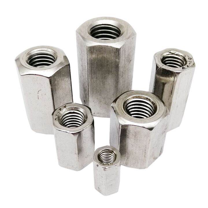 m3-m4-m5-m6-m8-m10-m12-304-a2-stainless-steel-hexagon-hex-extend-long-lengthened-rod-connector-joint-sleeve-tubular-coupling-nut