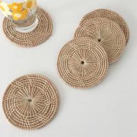 Coaster Round Natural Rattan Heat Mats Hand Woven Heat Insulation Placemats Table Mats Kitchen Decoration Supplies