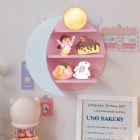 【YF】 Pink Wall Hanging Wooden Storage Rack Hand Do Doll Display Childrens Room Decoration Mounted