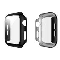 SmartPhonemall For Apple Watch Series 5 &amp; 4 44mm Electroplated PC Case + Tempered Film Integrated Protective Cover(Black)