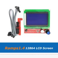 Reprap ชิ้นส่วนเครื่องพิมพ์3d ตัวควบคุมอัจฉริยะ12864แผงจอแสดงผลหน้าจอ Lcd พร้อมอะแดปเตอร์สำหรับบอร์ด Ramps1.4