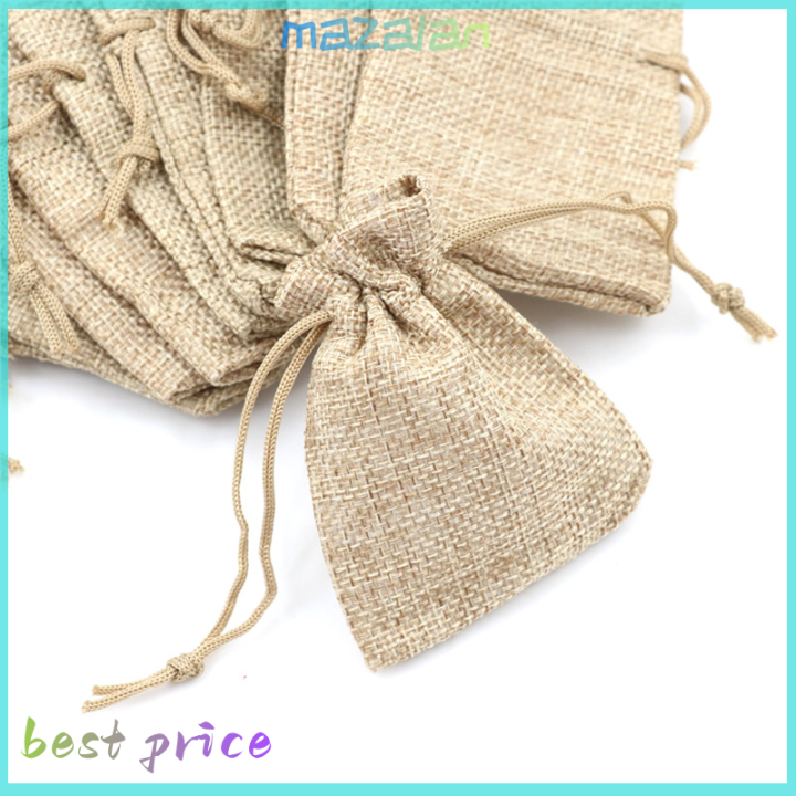 mazalan-10pcs-เล็กๆกระสอบกระสอบกระสอบผ้าลินินกระเป๋า-drawstring-wedding-supplies