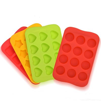 12 Grid Silicone Chocolate Mold Creative Star/Heart/Round/Square Shaped Ice Cube Tray Fondant Cake Decoration Mold Ice Maker Ice Cream Moulds