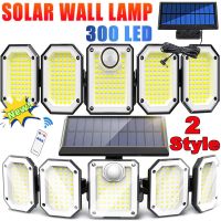 5 Heads Solar 300 LED Light Outdoor Motion Sensor Waterproof Wide-angle Illumination Wall Lamp Garden Courtyard Street Lights