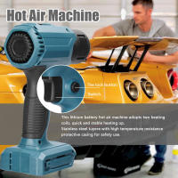 keykits- Cordless Handheld Hot Air Machine Lithium Rechargeable Heating Equipment Temperatures Adjustable Power Tool with 4 Nozzles Compatible with Makita 18V Lithium B-attery