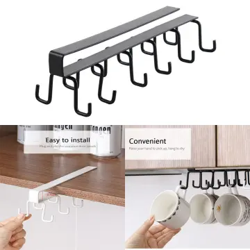 Storage Racks Cabinet Hook Cup Holder with 6 Hooks Double Row