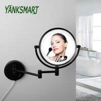 YANKSMART กระจกมืออาชีพสวยงามติดผนังห้องน้ำ LED 8นิ้วพับได้มีแว่นขยาย3X ปรับได้เพื่อสุขภาพความงาม