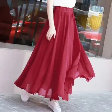 Dark red clearance chiffon maxi skirt