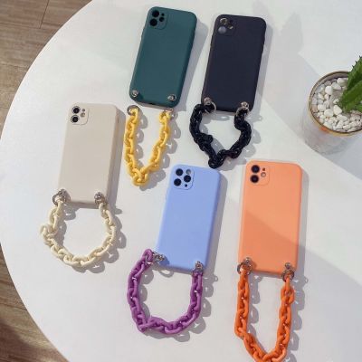 （cold noodles）ลูกอมสีเชือกเส้นเล็กเชียรข้อมือกรณีโทรศัพท์สำหรับ Iphone 11 12 Pro Max 7 8บวกปกอ่อน Tpu สำหรับ Iphone 13ProMax 13 C Oque กลับ