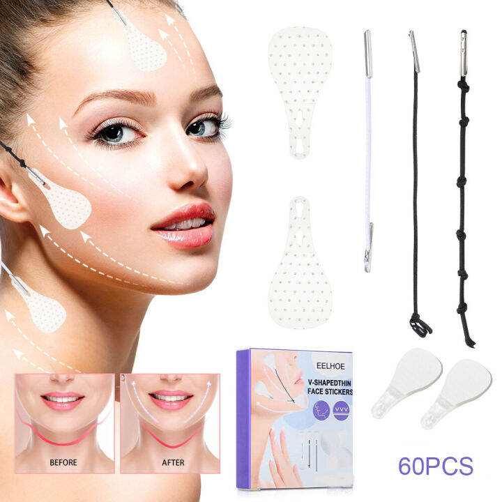 60pcs Invisible Thin Face Stickers Facial Slimming Patch Firm Facial Line Wrinkle Flabby Sagging