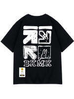 BKMK เสื้อยืดผู้ชายแขนสั้นลายการ์ตูนอเมริกาแบบย้อนยุคสตรีทฮิปฮอป,เสื้อยืดเทรนด์หลวมไซส์ใหญ่เพิ่มแบรนด์แฟชั่น