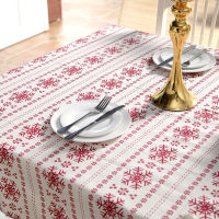 Christmas Snowflake Table Cloth Polyester Cotton Table Runner Home Decor Table Cover for Festival Dining Xmas Tablecloth
