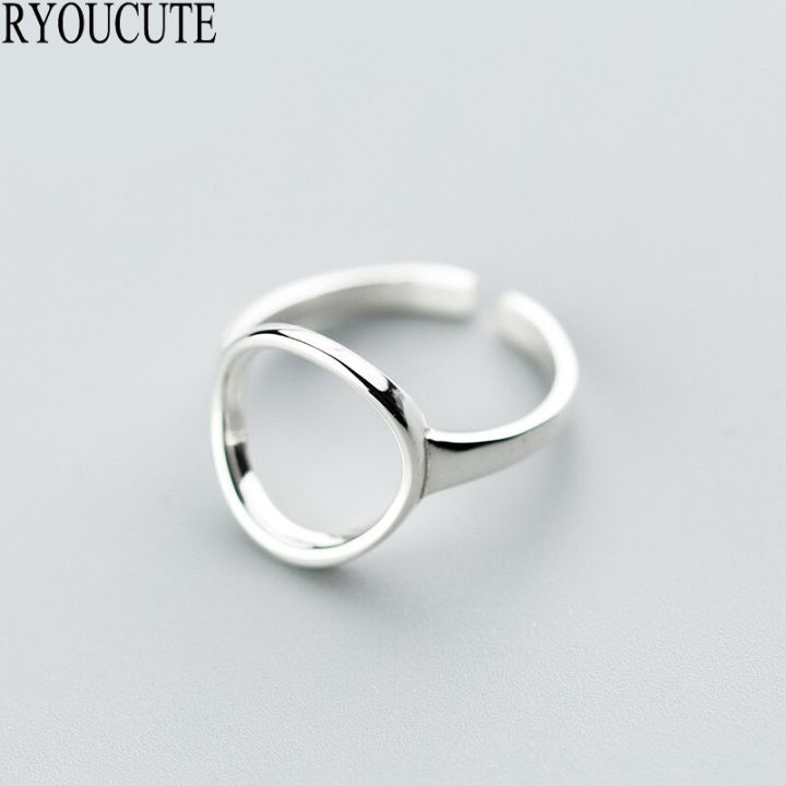 แหวนวงกลมสีเงินโบฮีเมียนสำหรับผู้หญิงปรับขนาดได้แหวนเครื่องประดับงานแต่งงานเปิดขนาดใหญ่