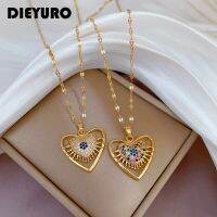 [Hot K] DIEYURO 316L สแตนเลสขนตาตาจี้รูปหัวใจสร้อยคอผู้หญิงใหม่2สีหญิงเครื่องประดับ Kado Ulang Tahun