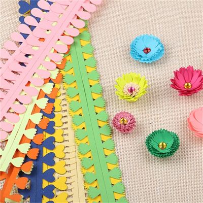 Art DIY Handmade Colored Flower Type Paper Quilling Flower-Shaped Strip Roll Paper 5 Colors(5pair/10pcs)Student Origami Material
