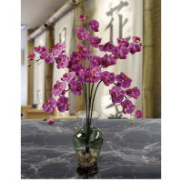 Phalaenopsis Liquid Illusion การจัดดอกไม้ผ้าไหมสีชมพูเข้ม