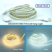 {ItalyNest shop}หลอดไฟ120LED/ม. SMD 5730ไฟแถบไฟ LED 220V พร้อมปลั๊กไฟ IP65กันน้ำ