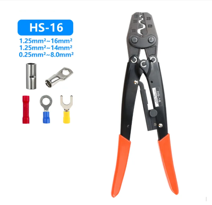 HS16 Crimping Pliers Cable Lug Crimper Tool Bare Terminal Wire Plier