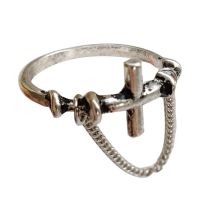 Korean Metal Hip-hop Cross Chain Tassel Ring R Old Buckle Women