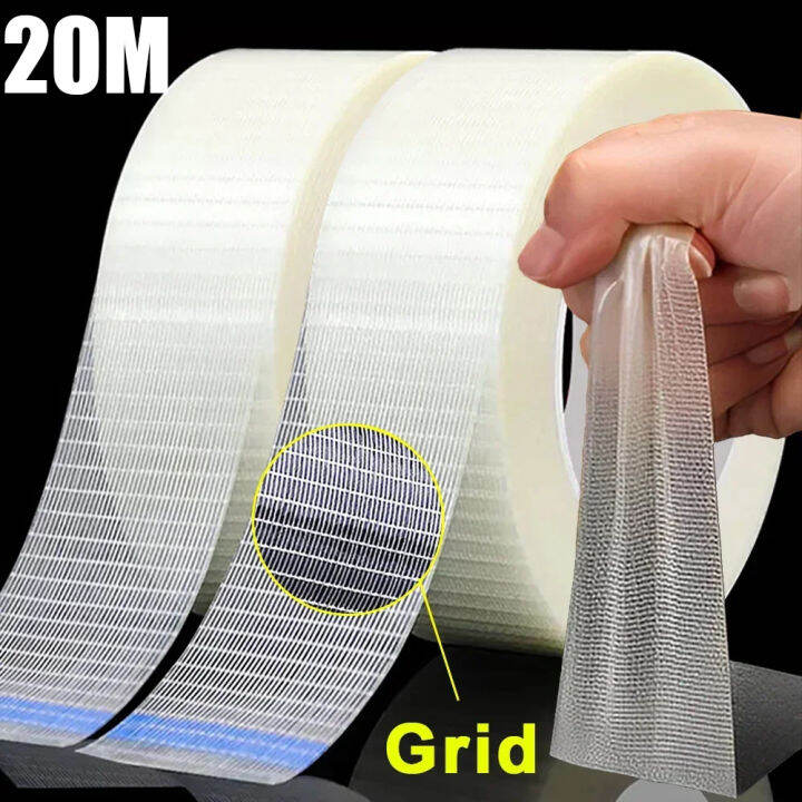20M SingleSided Fabric Tape Transparent Strong Sticky Mesh Tape Waterproof Traceless High