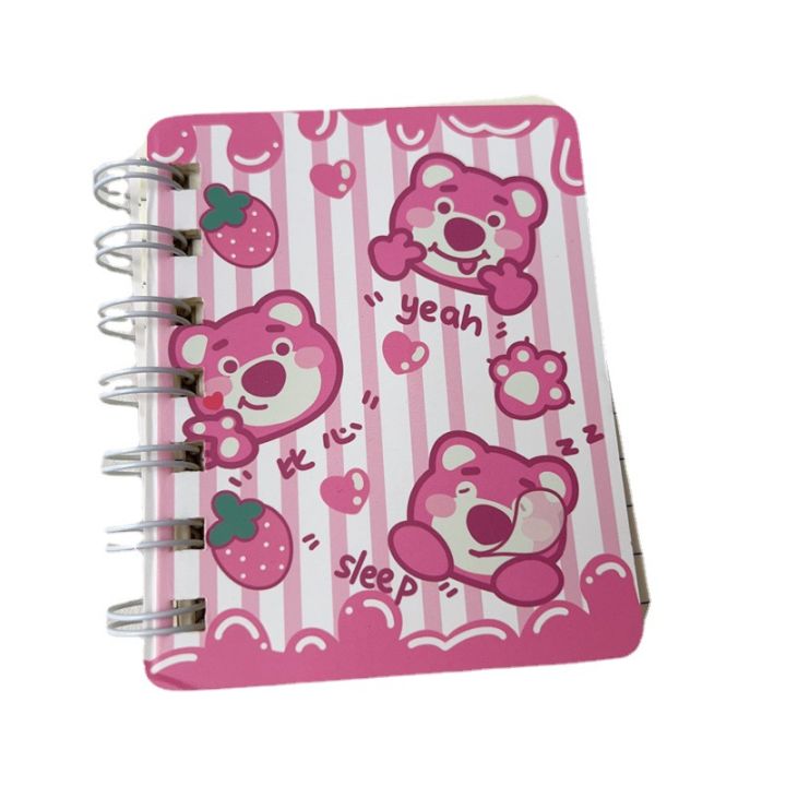4pcs-set-lotso-a7-spiral-notebook-strawberry-bear-small-cartoon-spongebob-vworkbook-thickened-horizontal-line