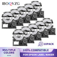 IBOQVZG 10PK ป้าย69121824มม. SS12KW SS6KW Epson SS9KW Hitam Pada Putih untuk Epson King Jim LW400 LW700 LW600P