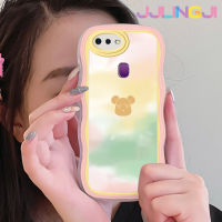 Jjlingji เคสสำหรับ OPPO F9 F9 Pro U1 Realme A7x 2 Pro แฟชั่นอินเทรนด์หมีดีไซน์ใหม่ขอบครีมเคสมือถือกันกระแทกแบบใสนิ่มเคสโปร่งใสลายกล้องถ่ายรูปอ่อนโยนเรียบง่าย