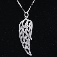 S925 Sterling Silver Necklace Angel Wing Clear Cubic Zirconia Necklaces For Women Wedding Party Gift fit Lady Jewelry