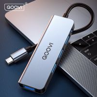 QOOVI USB C HUB 4 In 1 Tipe C Ke USB 3.0 Adapter Dock untuk Macbook Pro iPad Air HUAWEI Mate 40 30 USB-C 3.1 Splitter Port OTG HUB