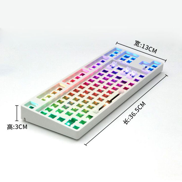 ที่กำหนดเองสามโหมด-87-คีย์คีย์บอร์ดชุดจังหวะดนตรีที่กำหนดเอง-rgb-full-key-hot-swappable-เพลาที่นั่ง-diy