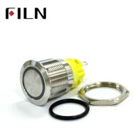 19mm Ring light ON OFF Stainless Steel anti vandal Momentary Reset Latching push button switch