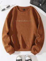 Womens Sweatshirts Sweatshirts for Women - Letter Print Drop Shoulder Sweatshirt (Color : Brown, Size : X-Small)