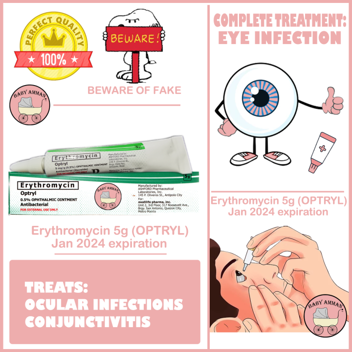 Erythromycin opthalmic eye ointment 5g (OPTRYL) baby takiz store Lazada PH