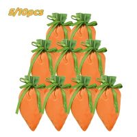 5/10pcs Easter Velvet Gift Bag Carrot Jewelry Candy Bags with Drawstring Party Wedding Decorations Cookie Snack Wrapping Bags Gift Wrapping  Bags