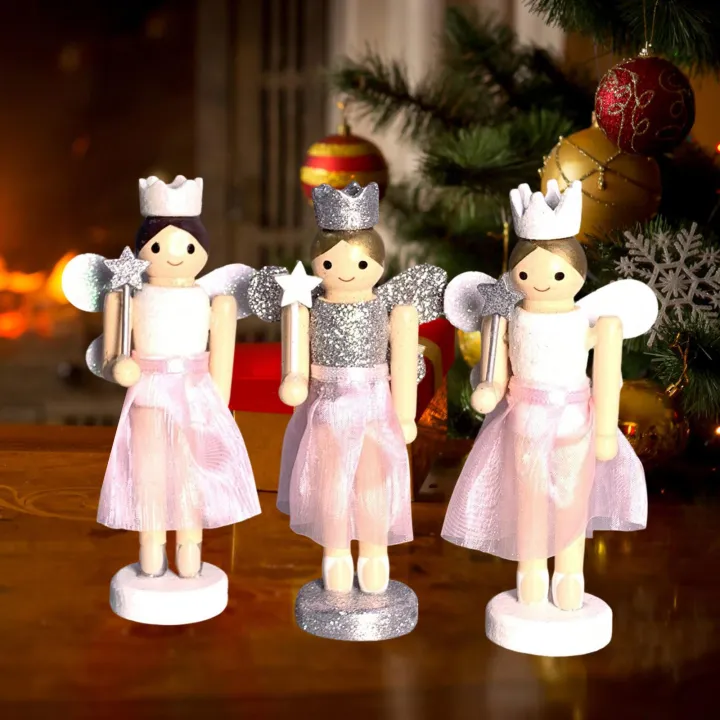 ศาลา3ชิ้นตกแต่งคริสต์มาส Nutcracker Angel Figurine แบบดั้งเดิมสำหรับ