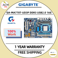 ใช้มาเธอร์บอร์ด GA-MA770T-UD3P Gigabyte สำหรับ AMD 770 DDR3 USB2.0เต้ารับ16ก. AM3 MA770T UD3P เมนบอร์ดบอร์ดระบบตั้งโต๊ะ