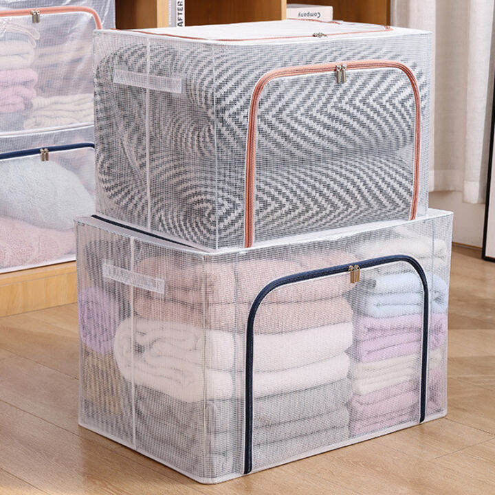 Waterproof Stackable Steel Frame Transparent Storage Box Foldable