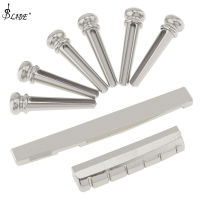 SLADE 6pcs หมุดสะพานทองเหลือง &amp; Bridge NUT ชุดอานสำหรับกีตาร์อะคูสติก