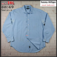 Tommy Hilfiger®แท้ อก 49 ไซส์ 3XL เสื้อเชิ้ตผู้ชาย ทอมมี่ ฮิลฟิกเกอร์ สีฟ้า เสื้อแขนยาว เนื้อผ้าดีสวยๆ