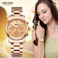 Megir Ladies Watch Chronograph Quartz Watches Women Top nd Luxury Rose Gold Wristwatch Relogio Feminino часы женские 2057