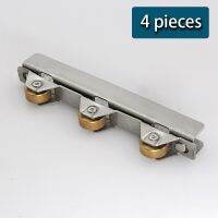 4 PCS Stainless Steel Glass doors and windows Pulley Cabinet showcase glass door Copper wheels Track Glass Pulley Hardware