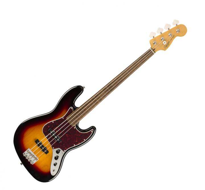 Squier Classic Vibe 60s Jazz Bass Fretless Guitar, Laurel FretBoard, 3 ...