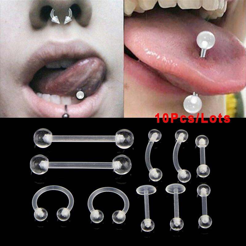 20pcs Colorful Acrylic Barbell Lip Tongue Piercing Stud 16g Body Piercing 