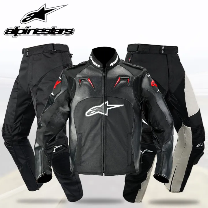 Spot alpinestar motorcycle jacket+Pants set 2022 new PU jacket men plus